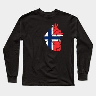 Anatomical heart design, Norwegian flag Long Sleeve T-Shirt